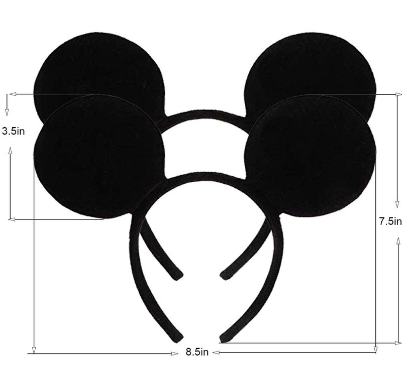 FANYITY Mouse Ears Headbands Sequin Hair Band for Girls Women Boys Party, 2 Pieces (BLack) - Image 2